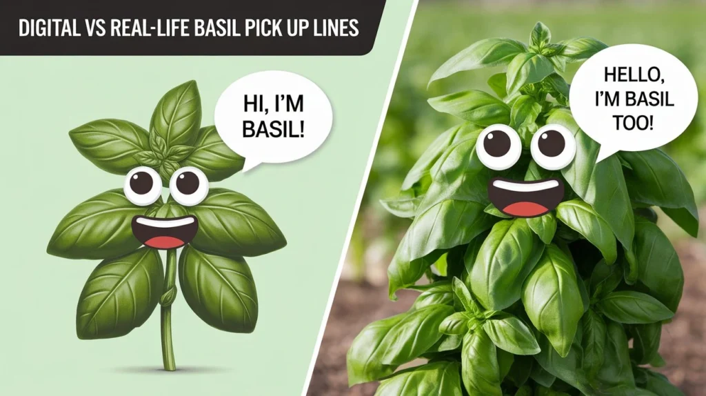 Digital vs Real-Life Basil Pick Up Lines