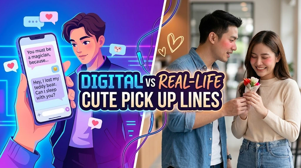 Digital vs Real-Life Cute Pick Up Lines