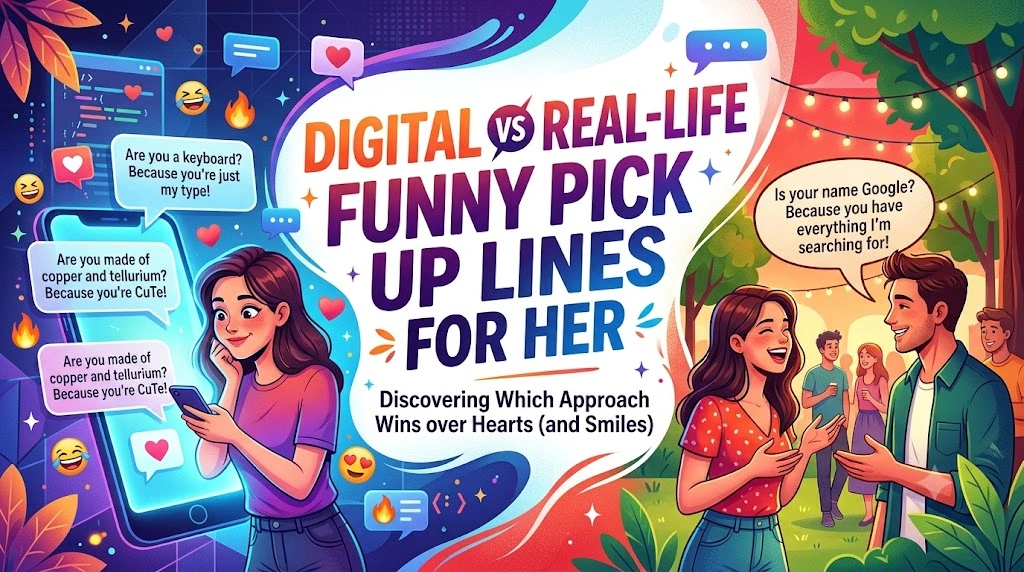 Digital vs Real-Life Funny Pick Up Lines for Her