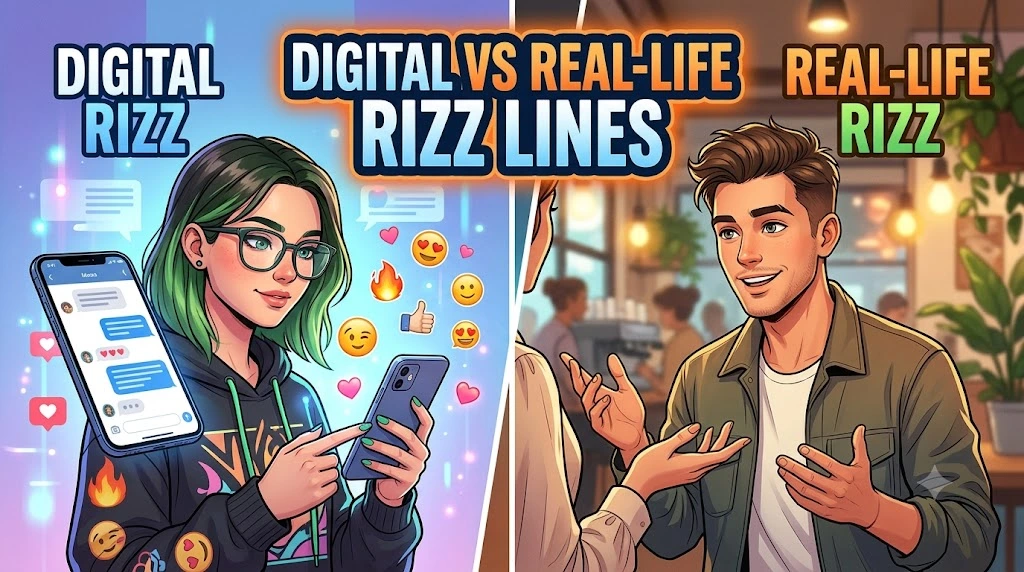 Digital vs Real-Life Rizz Lines