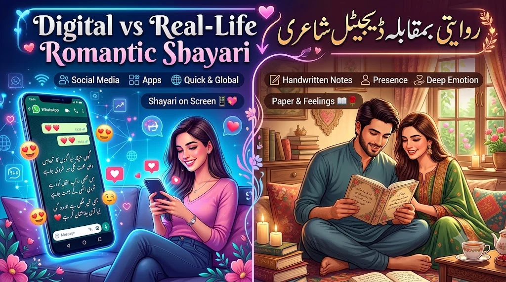 Digital vs Real-Life Romantic Shayari