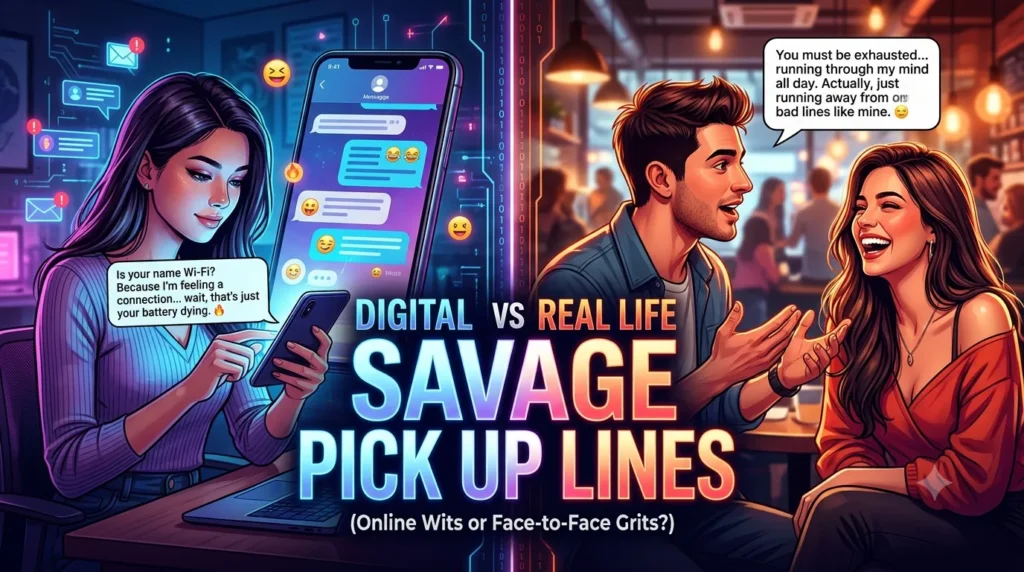 Digital vs Real Life Savage Pick Up Lines