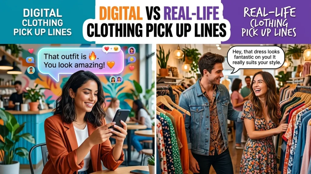 Digital vs Real-Life Clothing Pick Up Lines