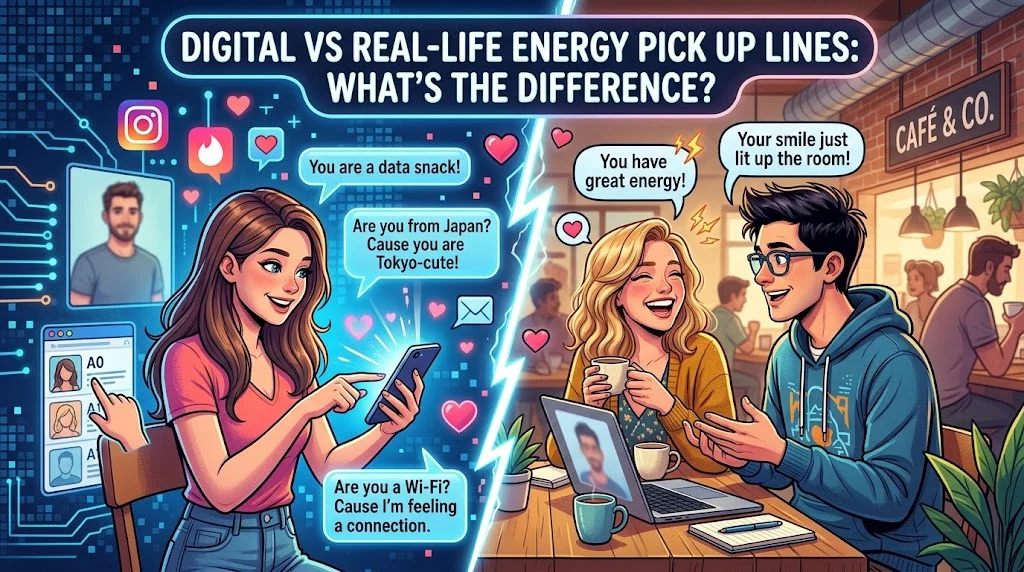 Digital vs Real-Life Energy Pick Up Lines: What's the Difference?