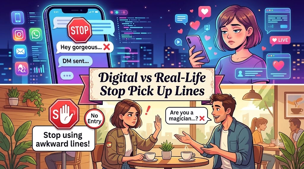 Digital vs Real-Life Stop Pick Up Lines
